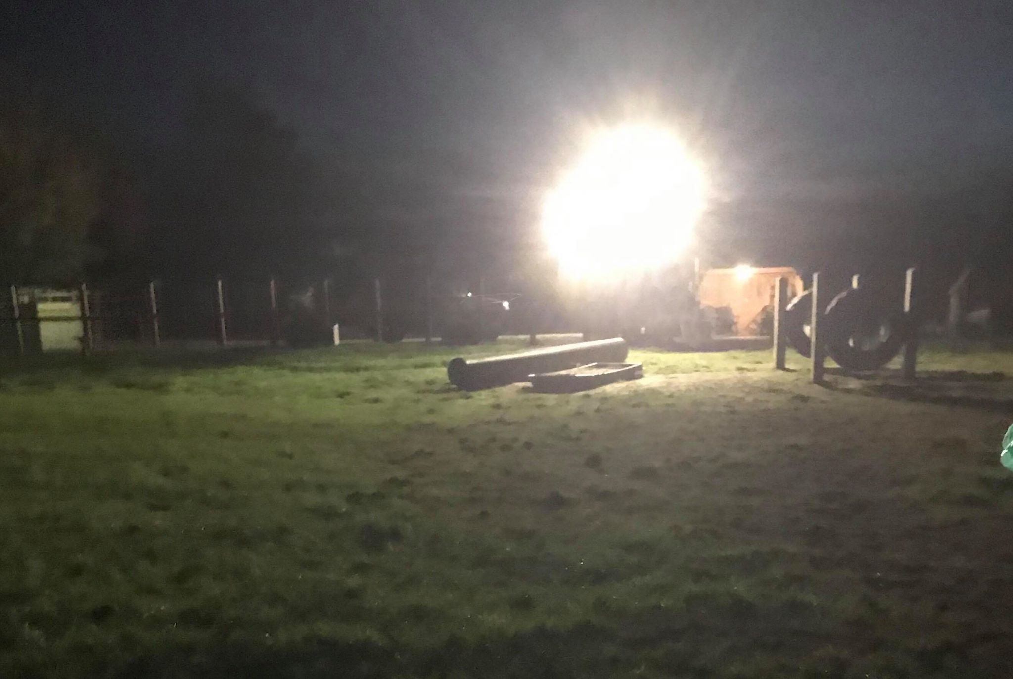 A night view showing the agility equipment